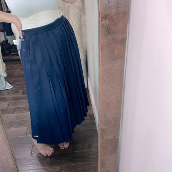 Vintage blue pleated maxi skirt new with tags size 16 - Picture 1 of 5